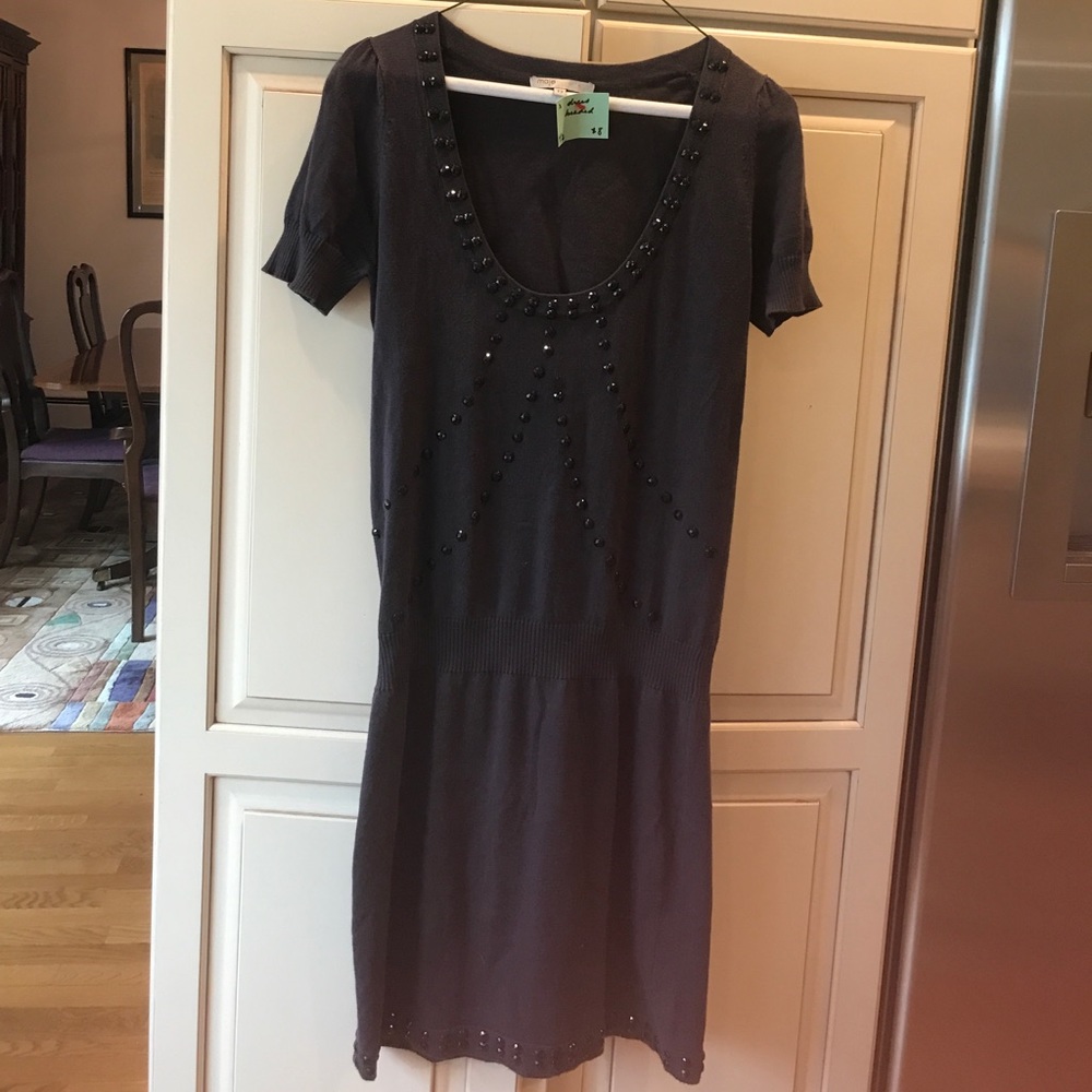 Maje dress purple black embellishment knit